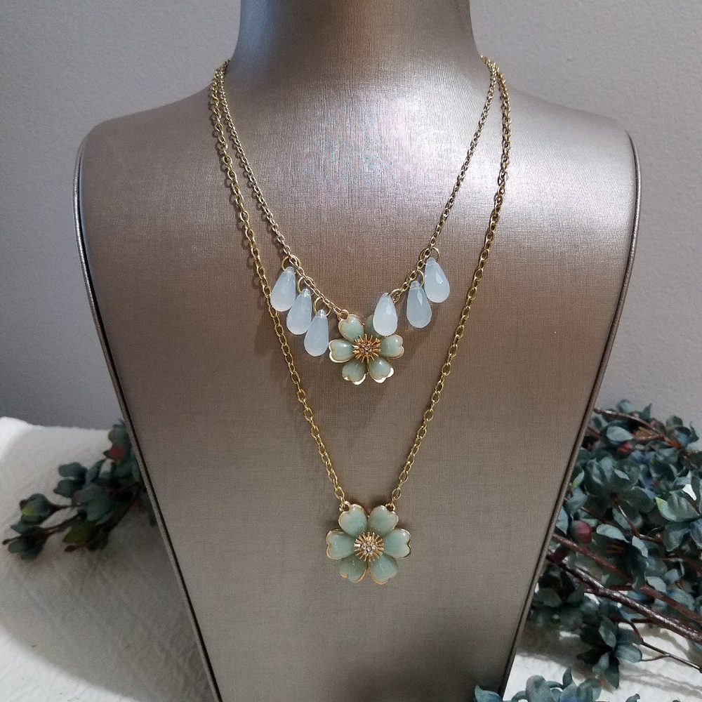 Cascading Flower double strand necklace